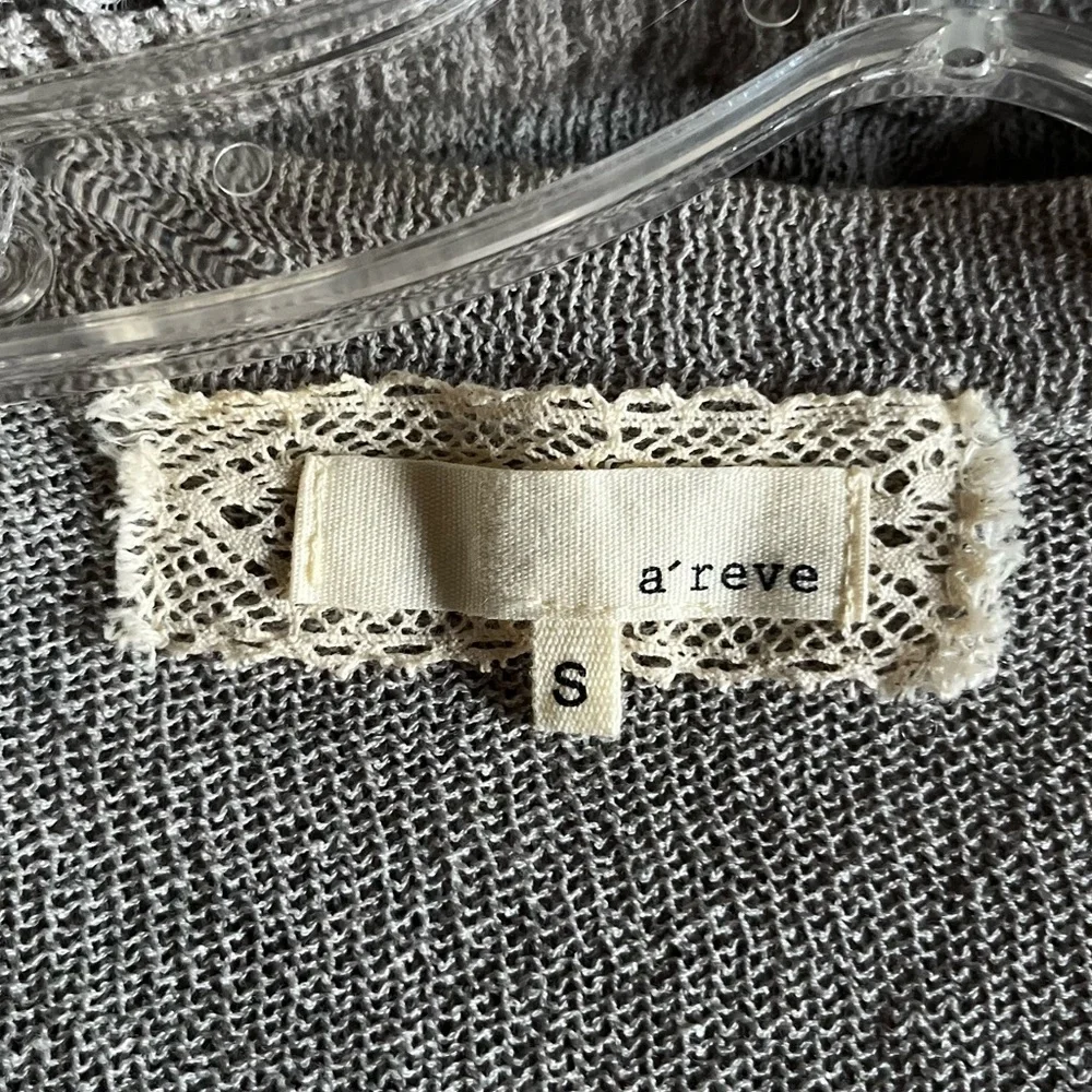 A'Reve Light Gray Ruffle and Lace Cardigan - Picture 7 of 9